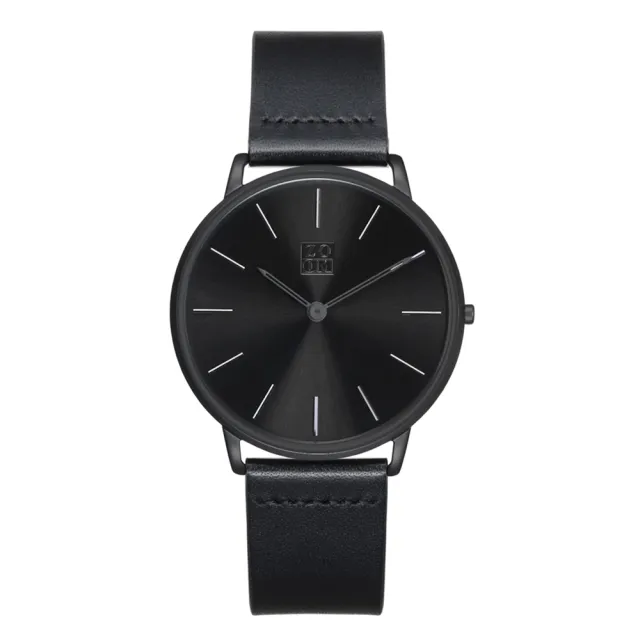 【ZOOM】THIN 5010 極簡超薄真皮皮革手錶-黑-42mm(ZM5010)