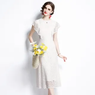 【M2M】玩美衣櫃蕾絲洋裝仙氣白色蕾絲連身裙S-2XL