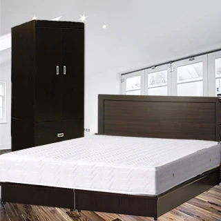 【品生活】簡約優質三件式房間組2色可選-雙人(床頭片+床底+衣櫥 不含床墊)