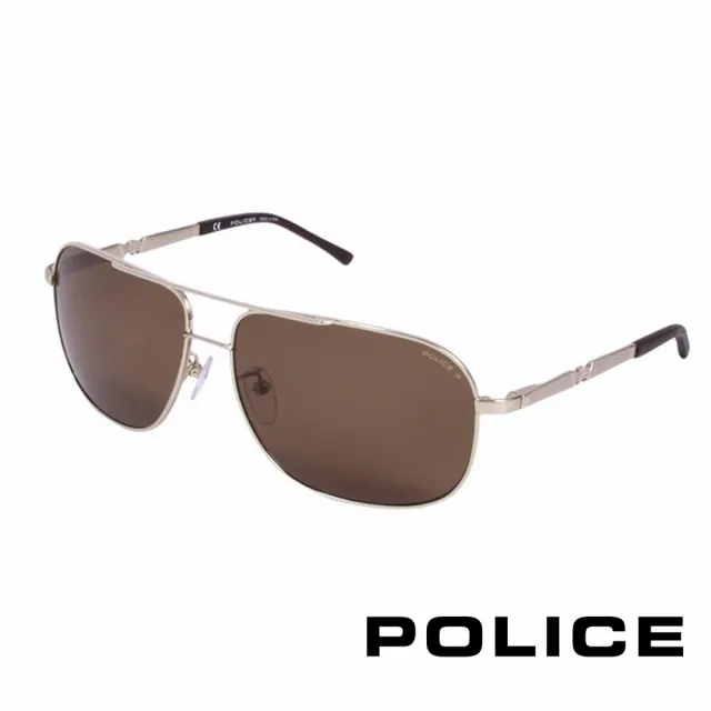 【POLICE】都會時尚偏光飛行員太陽眼鏡(金色 POS8747-349P)