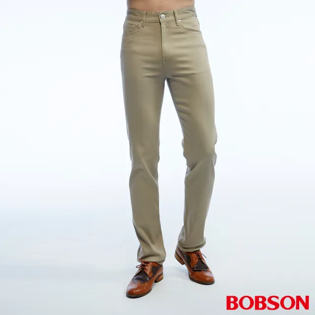 【BOBSON】男款高腰吸濕快乾色褲(卡其1806-72)