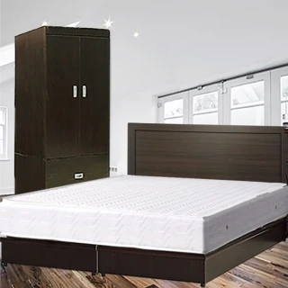 【品生活】簡約優質四件式房間組2色可選-雙人(床頭片+床底+衣櫥+獨立筒)