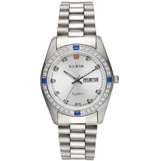 【ELIDA】晶鑽簡約石英鋼帶腕錶(銀 EA2900-1DM-WW)