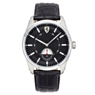 【FERRARI】速度時尚計時腕錶/黑面x黑皮(42mm/0830231)