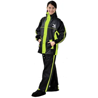 【JUMP 將門】雅仕II內裡配色口袋  - 套裝2件式風雨衣(黑螢光黃)
