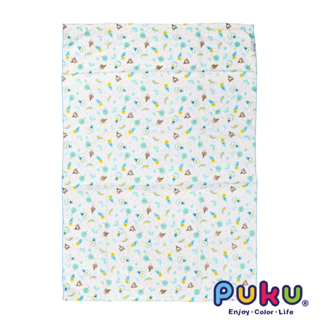 【PUKU藍色企鵝】PUKU印花紗布大浴巾-70*100cm(水色)