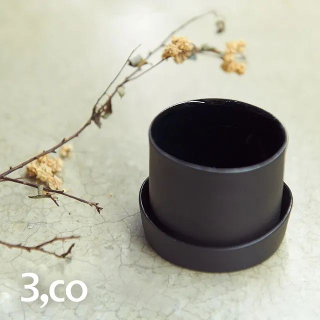 【3 co】水波蓋杯 - 黑(2件式)