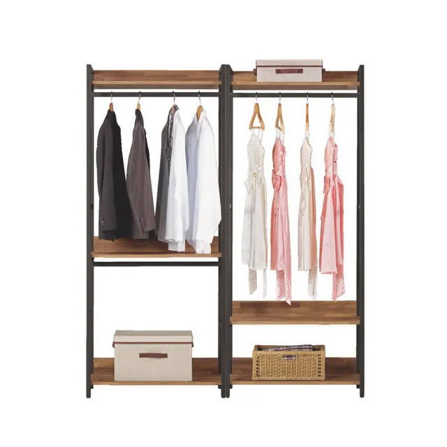 【BODEN】諾德5.3尺開放式組合衣櫃(雙吊+單桿)