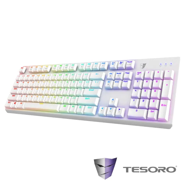 【TESORO 鐵修羅】剋龍劍Gram RGB機械式鍵盤-青軸中文白