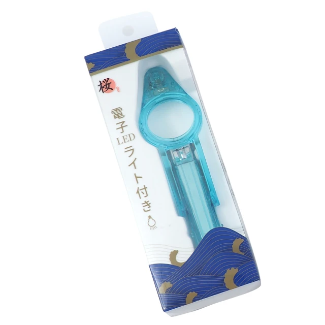 日本製LED放大鏡指甲剪-水藍色-1入(指甲剪)