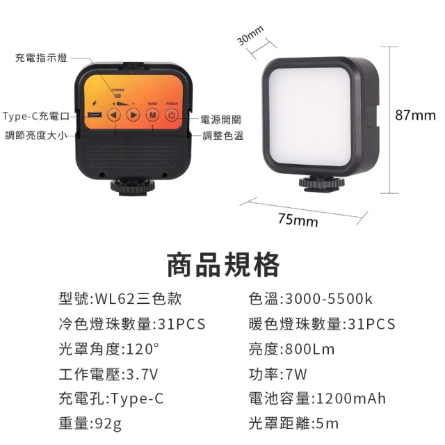 三色款 LED補光燈 攝影燈 靜物燈 可串接 DCF0011(口袋燈 柔光燈 熱靴補光燈)