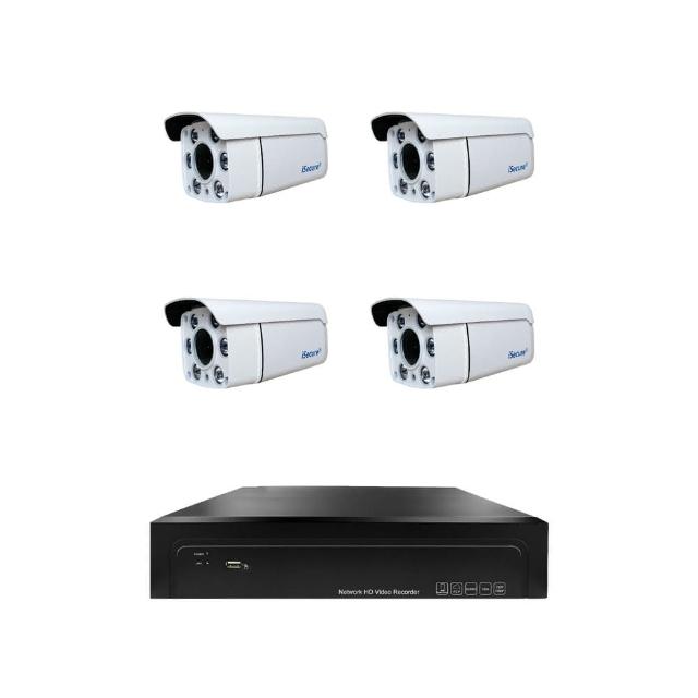 【iSecure】四路智慧雙光監視器基本款:一部八路 4K 超高清監控主機+四部智慧雙光 3MP 子彈型攝影機(PoE)