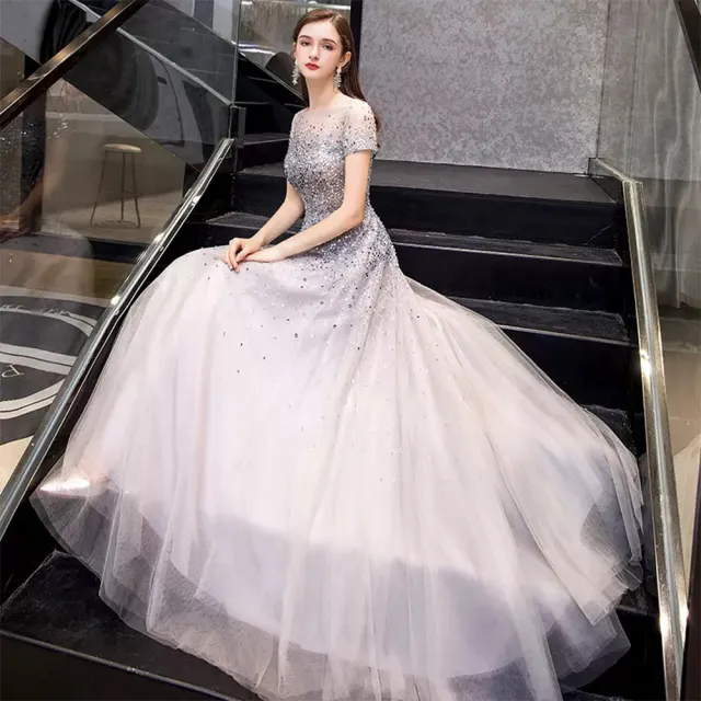 【女神婚紗禮服】高端薄紗圓領仙氣華麗宴會晚禮服 PLGZ-074 黑色(表演禮服 敬酒服)
