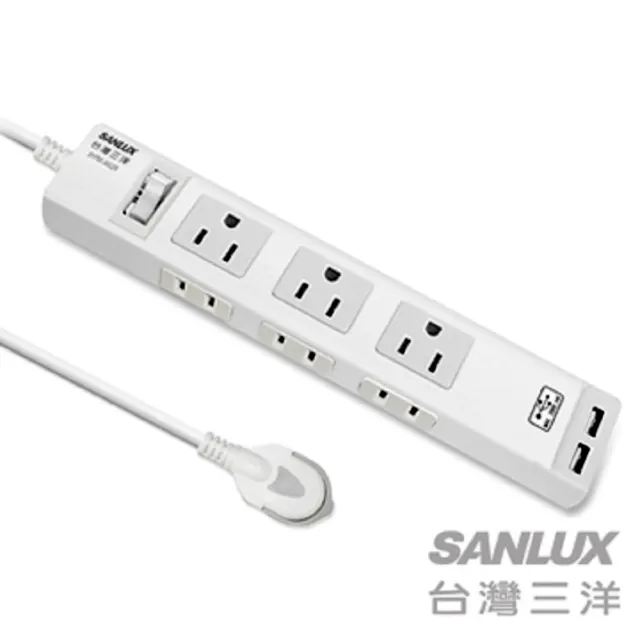 【SANLUX台灣三洋】超安全USB轉接延長電源線-6座單切(SYPW-X612A)
