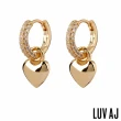 【LUV AJ】好萊塢潮牌 金色愛心耳環 鑲鑽小圓耳環 2用式 PUFFY HEART HUGGIES(愛心耳環)