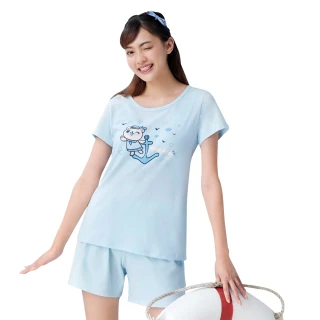 【BeenTeen 嬪婷】家居服-海洋之旅 M-LL短袖褲裝睡衣 BL3037CS(藍海水)