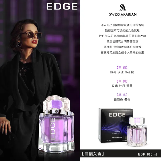 【SWISS ARABIAN 瑞士-阿拉伯】EDGE系列 都會魅力香100ml(杜拜原裝-專櫃公司貨)