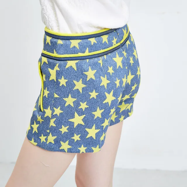 【ICHE 衣哲】星星合身牛仔單寧短褲