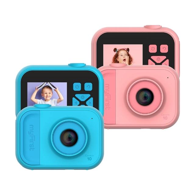  myFirst Camera 10 兒童相機專為4歲以上兒童設計，輕巧僅76g，尺寸77x47x45mm，配備2吋彩色IPS螢幕。支援1920x1080 HD影片錄影（AVI格式）及200萬/500萬畫素照片（JPEG格式），內建1000mAh鋰電池，續航約150分鐘。支援microSD卡擴充最高32GB，附4GB記憶卡、Type C充電線、頸部掛繩及趣味貼紙。藍/粉紅色選擇，BSMI認證，12個月保固，讓孩子輕鬆捕捉快樂時刻！ 