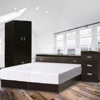 【品生活】經典優質四件式房間組2色可選-單人加大3.5尺(床頭+床底+衣櫥+床頭櫃 不含床墊-6分板)