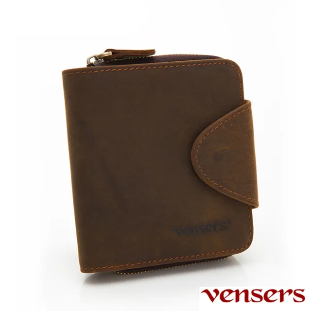 【Vensers】真皮 小牛皮潮流個性皮夾(真皮包包 NB0027201咖啡短夾)