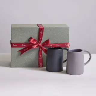 【3 co】水波馬克杯禮盒組 -  灰+黑(2件式)