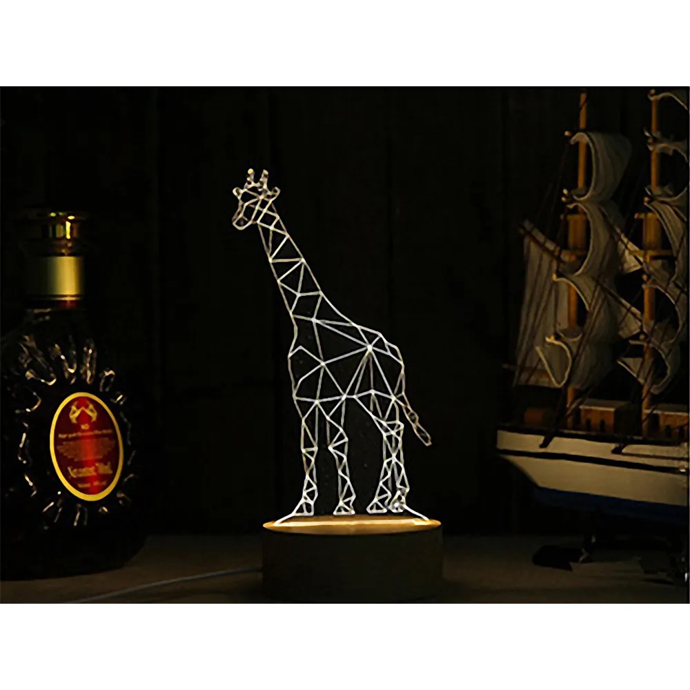 【LEPONT】北歐3D USB LED創意小夜燈-長頸鹿