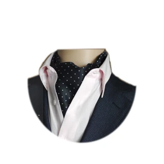 【拉福】男大領巾圍巾造型紳仕歐美(黑底白點)