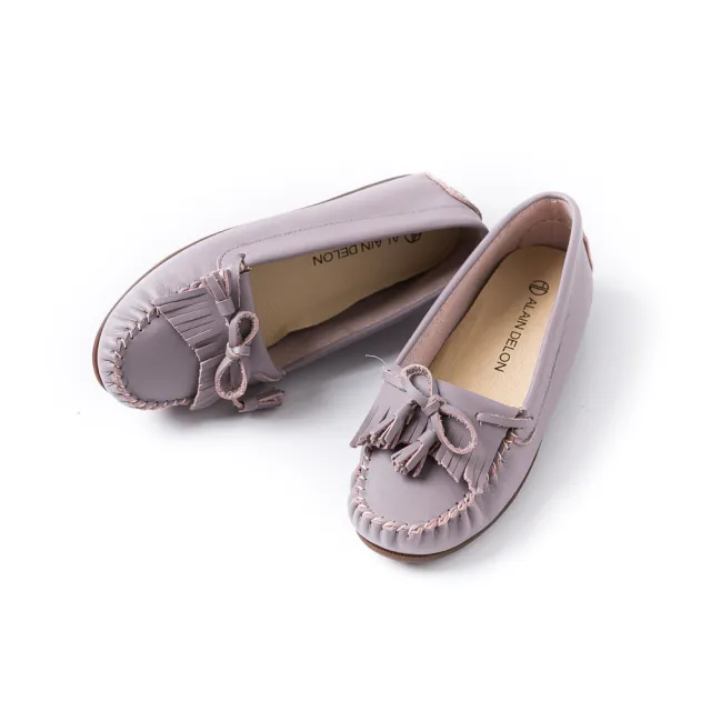 【ALAIN DELON】真皮柔軟舒適莫卡辛鞋A77201(3色   紅色 咖啡色 紫色)