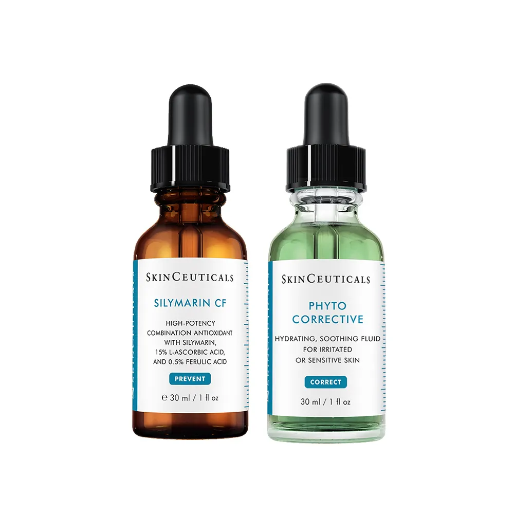 【Skin Ceuticals 修麗可】油肌抗氧修護★SCF淨化調理抗氧化精華 30ml+植萃極速舒緩色修精華 30ml(抗老)