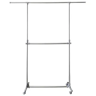 【雙手萬能】不鏽鋼單桿雙層伸縮衣架 