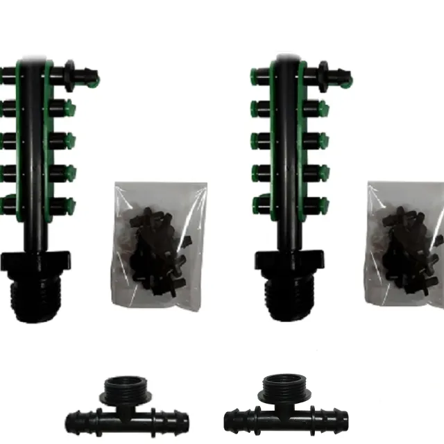 【灑水達人】16mm轉兩分10孔接頭含10個綠色塞頭中段2組