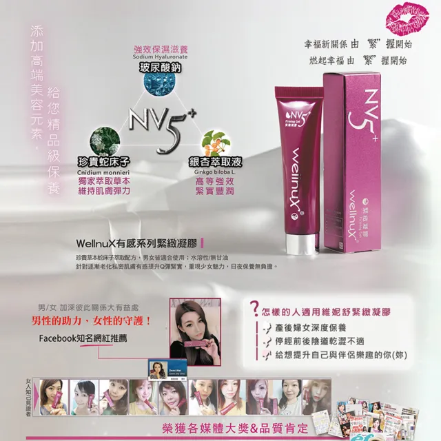 【WellnuX 維妮舒】NV5+有感系列緊緻凝膠(30ml 男女皆可用)