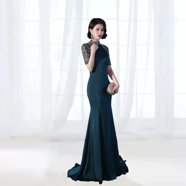 【女神婚紗禮服】高端優雅墨綠色顯瘦宴會晚禮服 PLGZ-152(主持人 頒獎禮服)