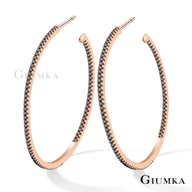 【GIUMKA】純銀耳環．C型．43mm．雙邊黑鑽(夜店．送禮)