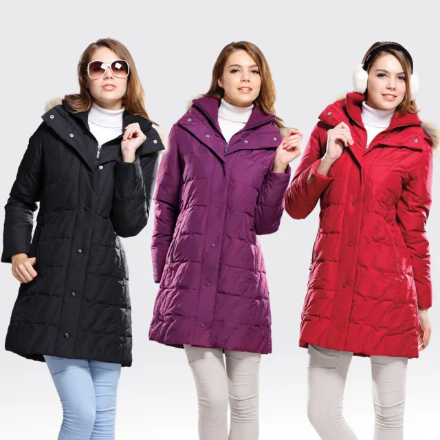 【SAMLIX山力士】JIS90%女防潑水保暖羽絨外套#333(紅色.黑色.紫色)