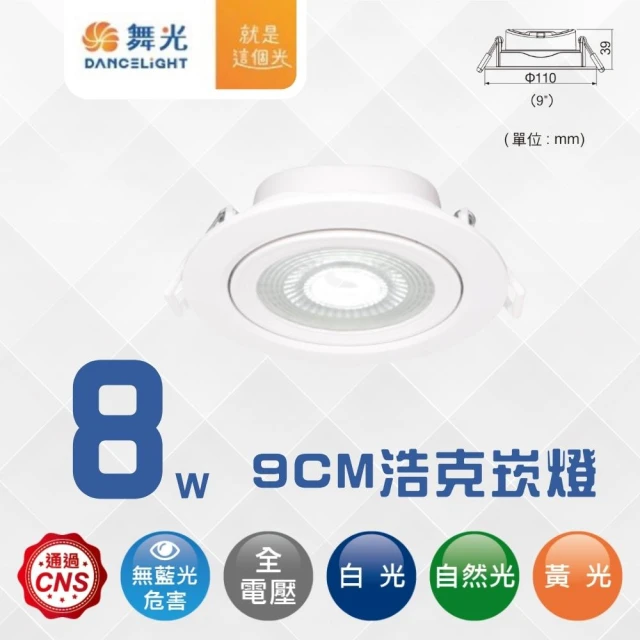 DanceLight 舞光 4入組 LED 8W 9CM窄角浩克崁燈 窄角投射燈 櫥櫃燈(白光/自然光/黃光)