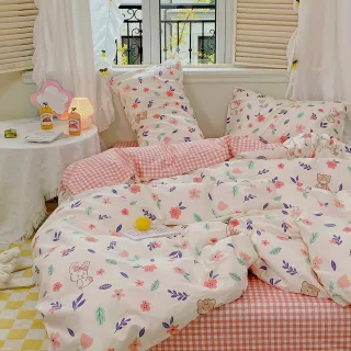 【LASOL 睡眠屋】100%精梳棉兩用被床包枕套組 加大(捉迷藏B)