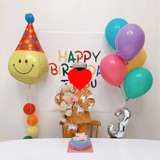 【阿米氣球派對】微笑繽紛氣球套餐組(氣球 生日氣球 寶寶佈置)