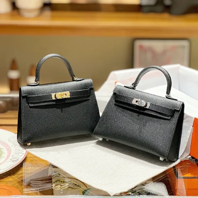 【巴黎精品】現貨+預購 真牛皮側背包真皮革單肩背包托特包手提包隨身女包包(凱莉包mini手掌紋12色a1bl