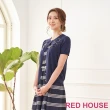 【RED HOUSE 蕾赫斯】質感珍珠花朵針織外套(深藍色)