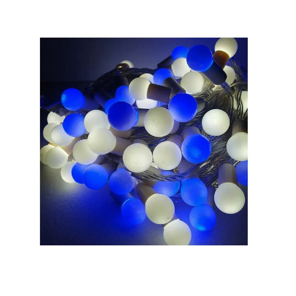 【聖誕裝飾品特賣】聖誕燈100燈LED圓球珍珠燈串(插電式/藍白光/透明線 附控制器跳機 高亮度又省電)