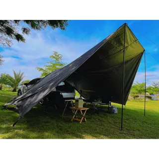 【MB】MB露營狂 4x7云坦天幕含鋁合金中桿(天幕 哈比 客廳 延伸天幕 隔熱銀膠)