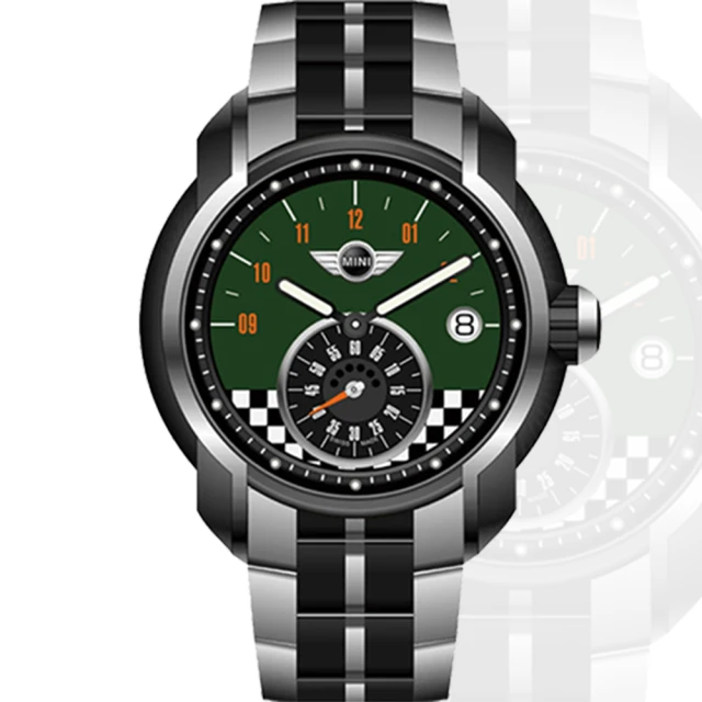 【MINI Swiss Watches】賽車競速旗幟鋼帶腕錶(45mm/MINI-49ES)