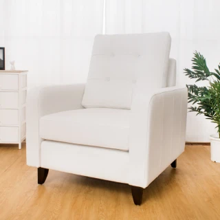 【BODEN】諾德白色貓抓布紋皮沙發單人椅/單人座