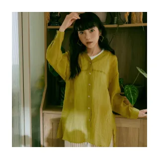 【OB 嚴選】日系皺皺感透膚側開衩排釦襯衫外套 《AB18586》