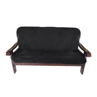 【Osun】厚綿絨防蹣彈性沙發座墊套/靠墊套(黑色3人座二入1組 聖誕禮物CE208)