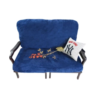 【Osun】厚綿絨防蹣彈性沙發座墊套/靠墊套(深藍色2人座二入1組  聖誕禮物CE208)