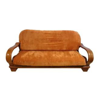 【Osun】厚綿絨防蹣彈性沙發座墊套/靠墊套(香檳橘3人座二入1組 聖誕禮物CE208)