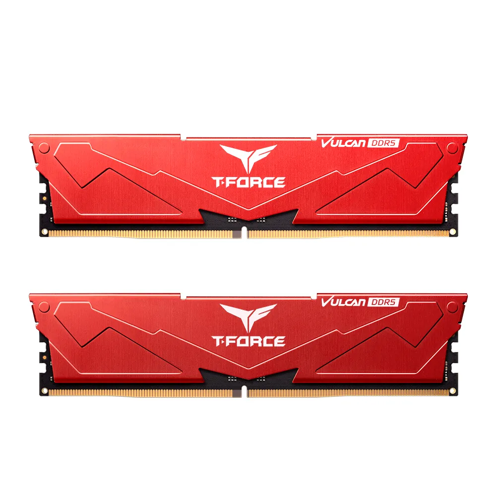 【Team 十銓】T-FORCE VULCAN 火神系列 DDR5-6400 16Gx2_32GB CL40 桌上型超頻記憶體(紅色)